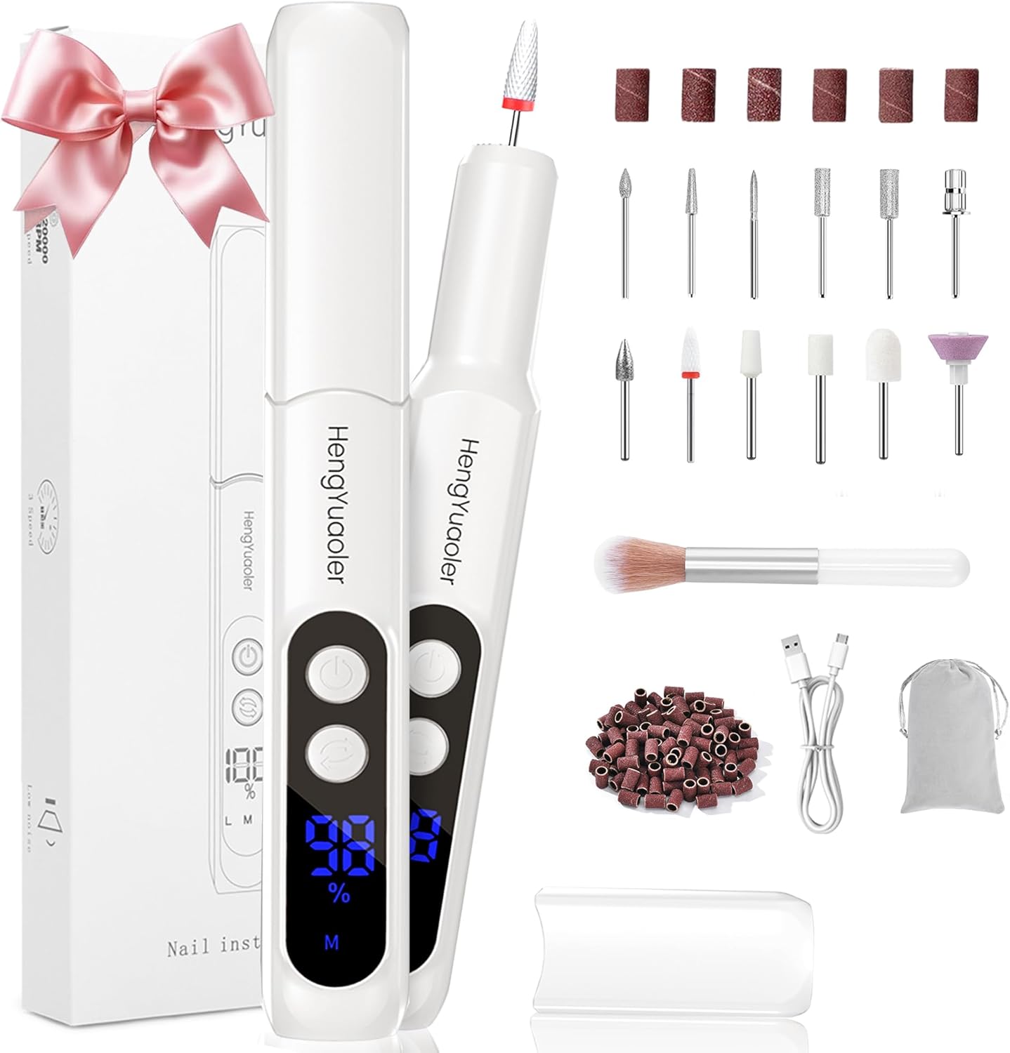 HengYuaoler cordless electric nail drill kit front view