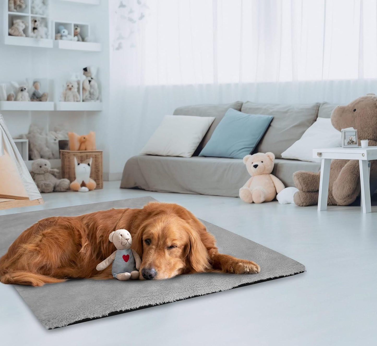 Explore Land Dog Crate Pan Cover with Fluffy Top and Waterproof TPU Lining, Washable Pan Enclosure Cover for 42 inch Pet Cage - Image 9