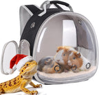 Bearded Dragon Travel Carrier Backpack,Lizard Backpack Carrier,Space Capsule Clear Bubble Window Astronaut Reptile Carrier Backpack for Guinea Pig,Sugar Glider,Bunny (Black, TPU Carrier+MAT) - Image 8