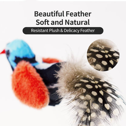 Touch activated chirping bird toy for cat hunting instincts