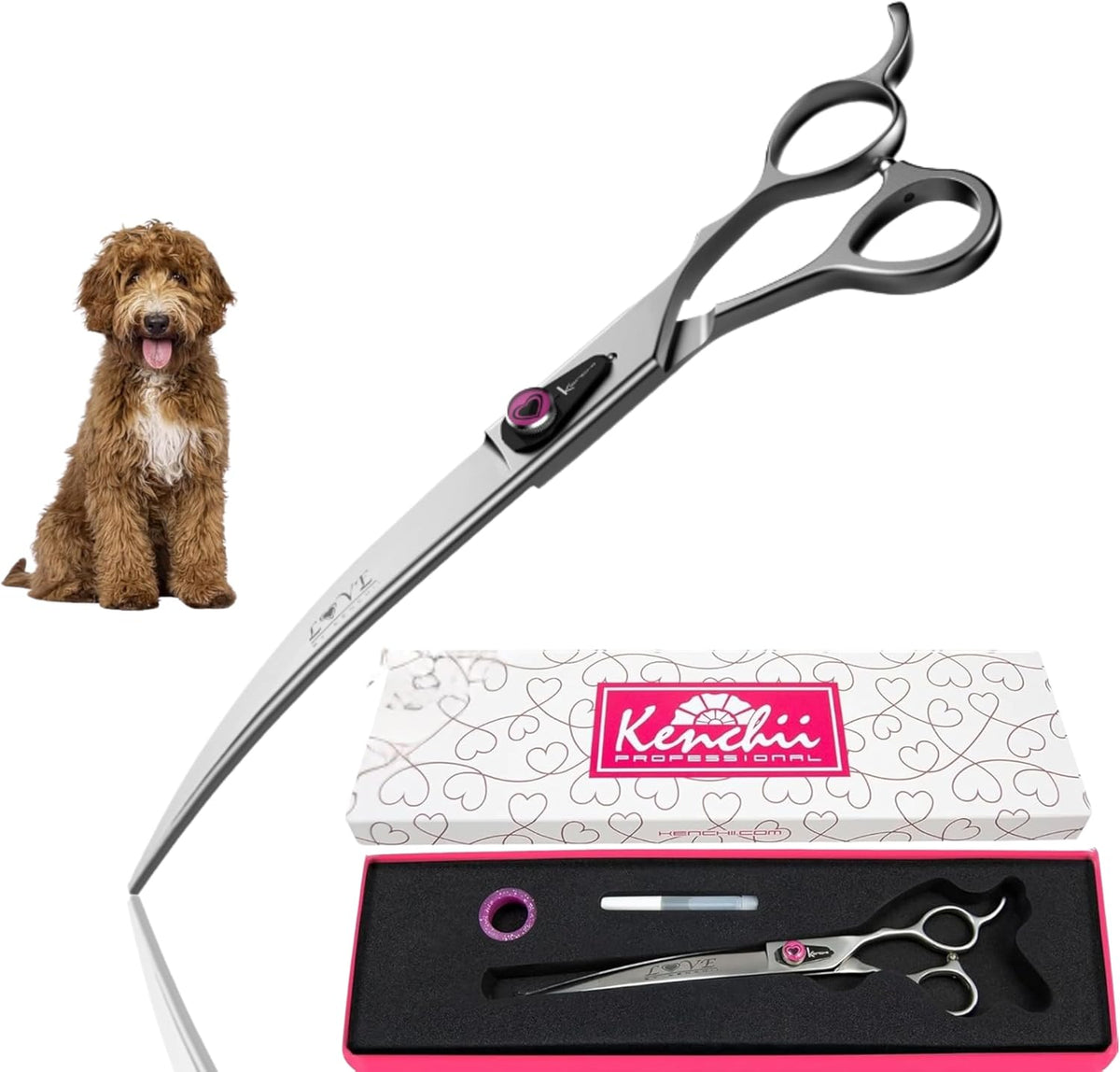 Kenchii Love Dog Grooming Scissors, 6.5 Inch Curved Balltip Shears, Dog Scissors for Grooming, Professional Pet Grooming Scissors, Safety Round Tip Shears - Image 15