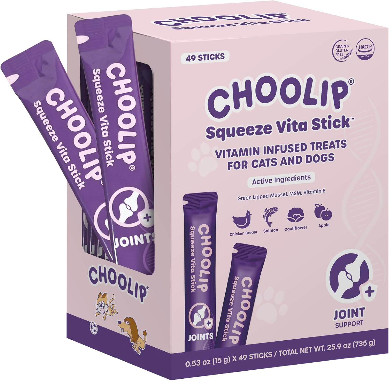 Choolip Squeeze Vita Stick Lickable Cat and Dog Treats, 49-Count Kidney Support Variety Pack, Tuna and Pollack with Pumpkin, Blueberry and Omega-3 - Image 12