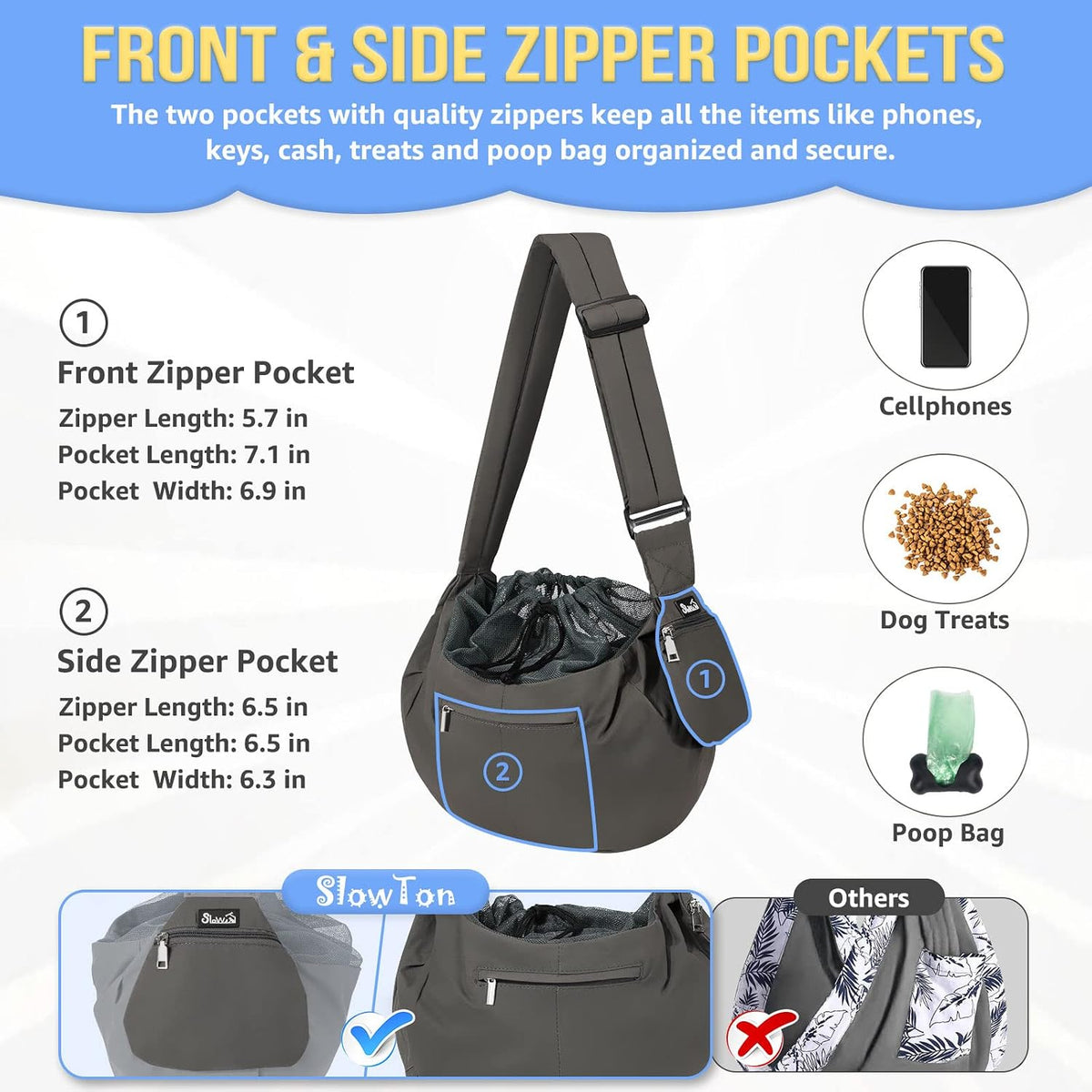 Internal safety hook inside SlowTon cat and puppy carrier