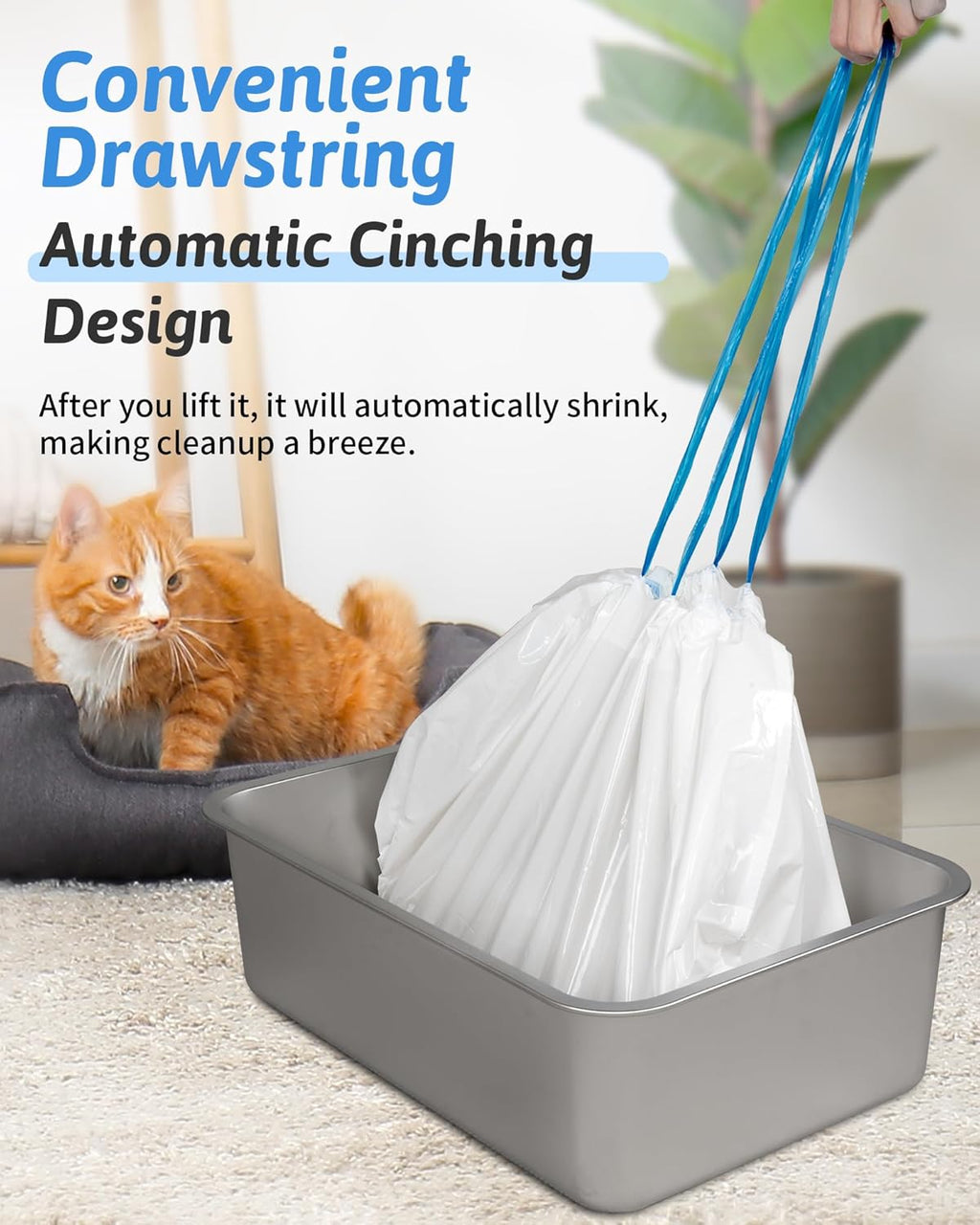 Tear resistant large pet litter pan liner showing claw scratch durability