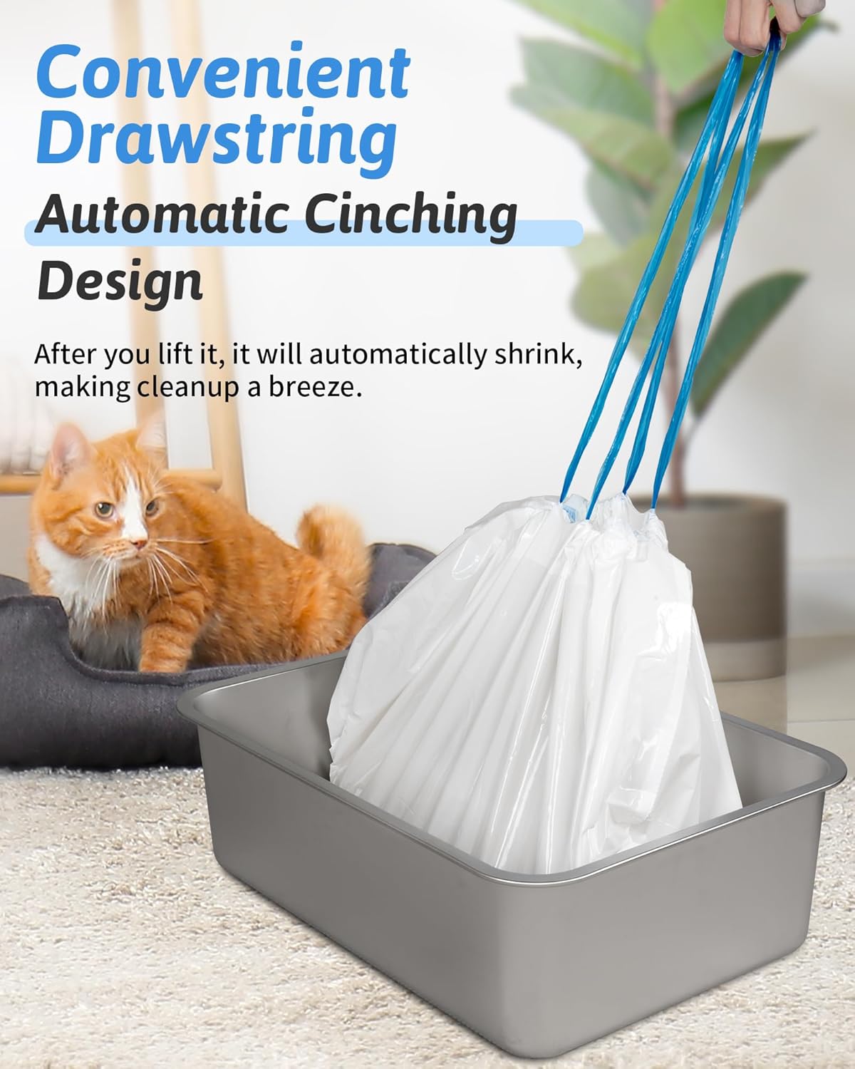 Tear resistant large pet litter pan liner showing claw scratch durability