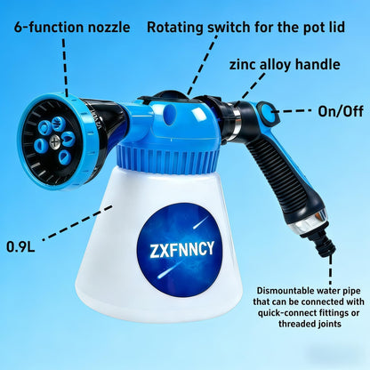 Side view of dog wash sprayer attachment for garden hose