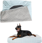 Necesitar waterproof dog bed replacement cover front view showing grey quilted surface