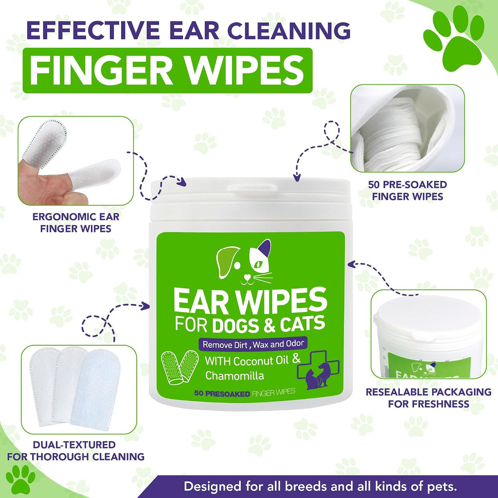 Side profile of Pumbler pet ear wipes 50 count container
