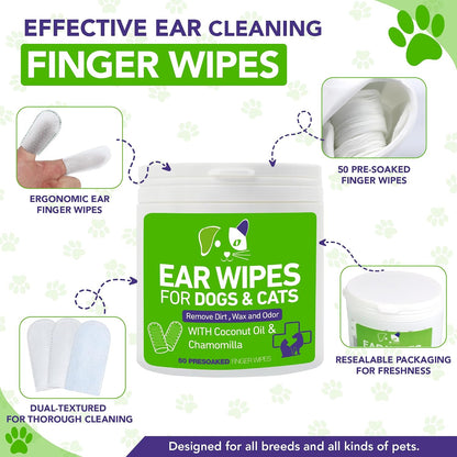 Side profile of Pumbler pet ear wipes 50 count container