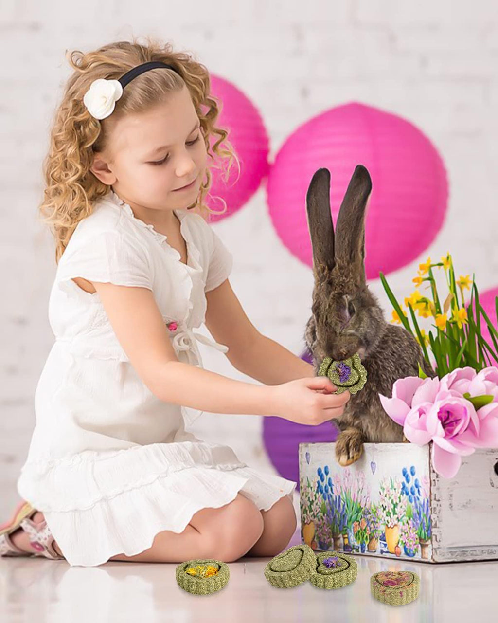 Natural bunny molar chew sticks with dried flowers