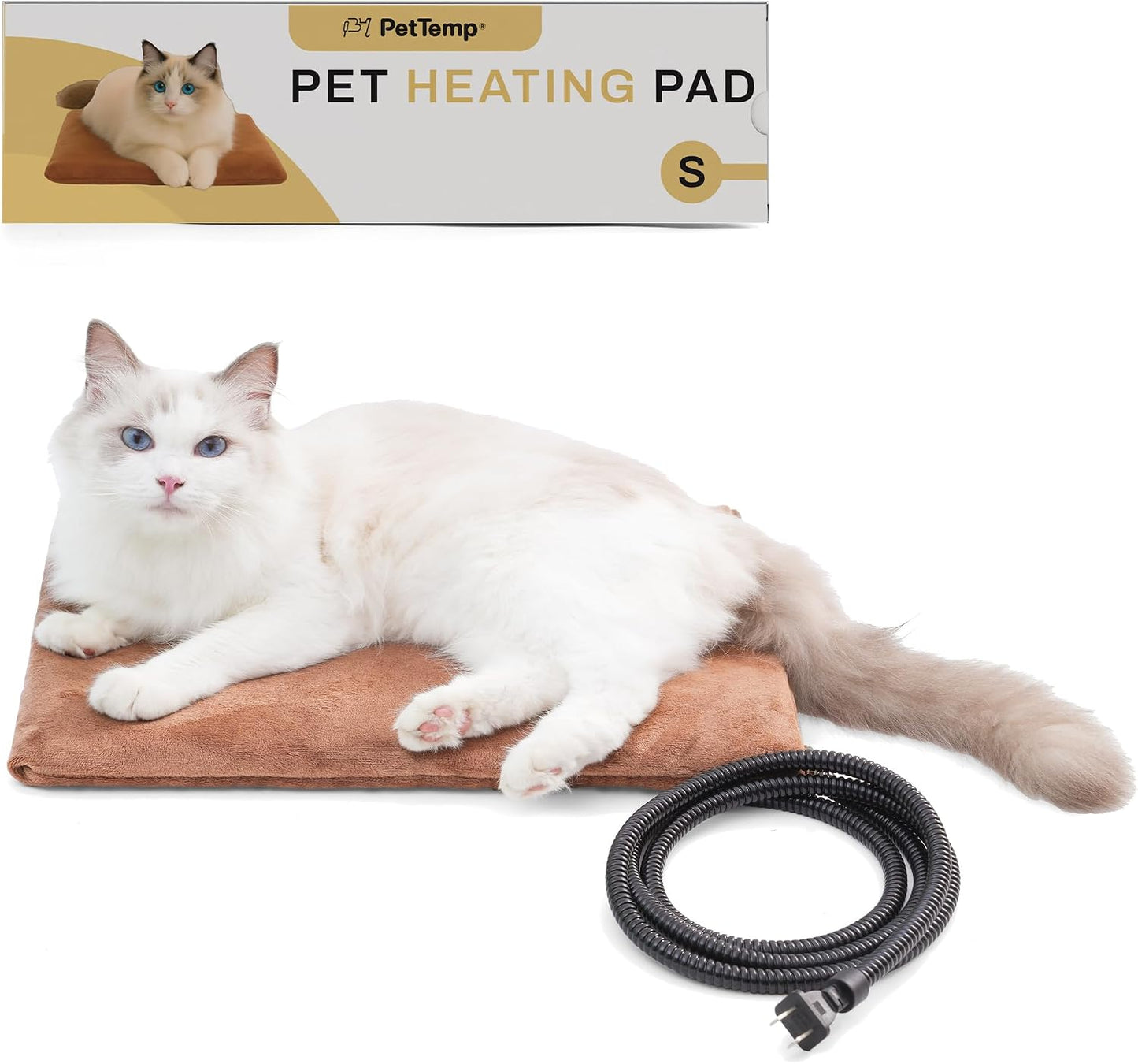 Pet Heating Pad for Cats Dogs Indoor & Sheltered Outdoor Waterproof Heated Cat Bed Heated Dog Bed Chew Resistant Cord Constant Temperature Brown Round 16 Inch - Image 14