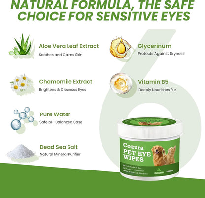 Gentle cat tear stain remover wipes with aloe vera and chamomile