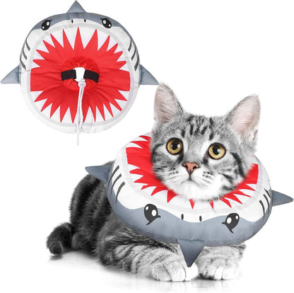 BEAUTYZOO Cat Cone Collars Soft, Cat Recovery E Collars After Surgery to Stop Licking, Adjustable Elizabeth Circle Collar Cute Pet Donut Pillow for Cats Kitten Small Dogs, Cute Shark S - Image 9