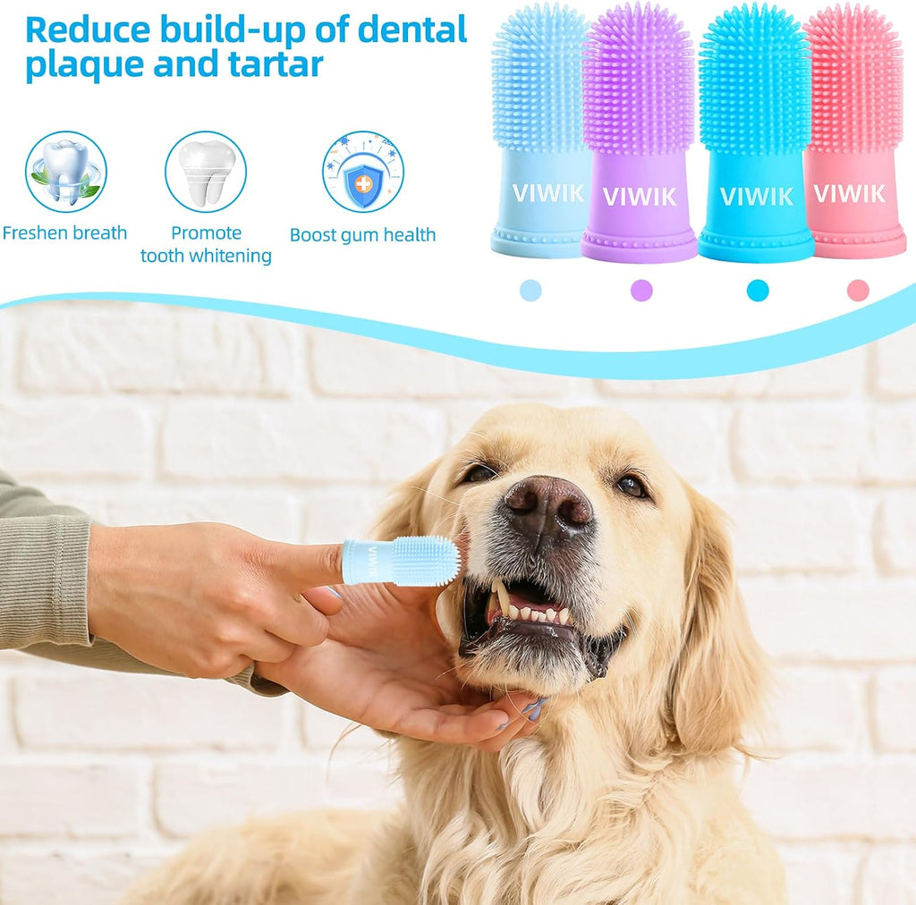 Side view of pet tooth cleaning finger sleeve