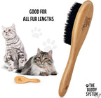 Natural boar bristles on oval pet grooming tool for healthy shine detail view