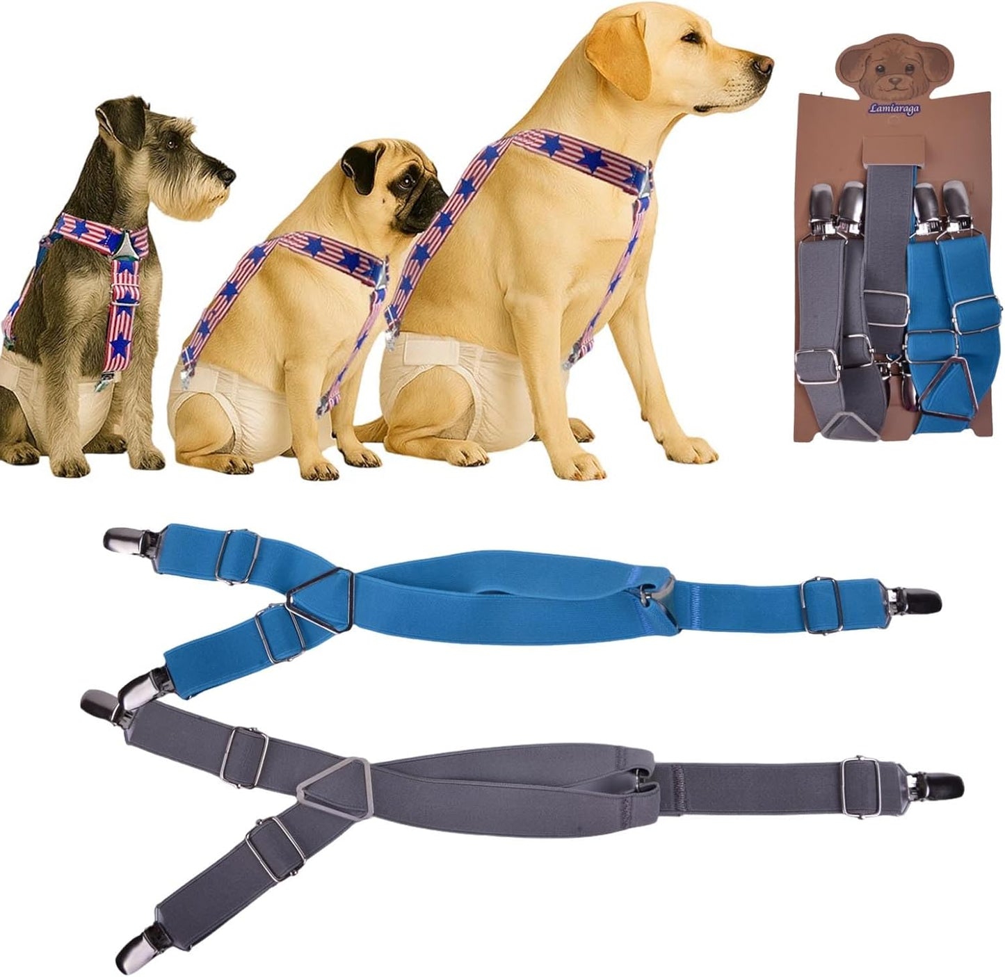 2pcs Non-Slip Dog Diaper Suspenders with Clips | Stretchy Adjustable Suspenders for Female and Male Disposable and Washable Diapers | Fits Small, Medium and Large Size Pets - Image 12
