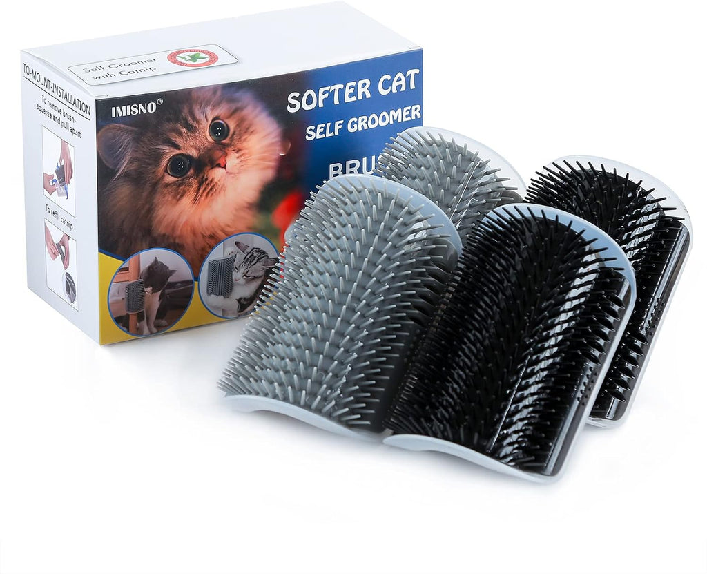 Cat Self Groomer Toy Wall Corner Massage Comb Perfect Massager Brush with Catnip (4 PCS Gray) - Image 9