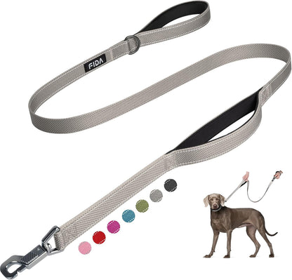 Fida 4 FT Heavy Duty Dog Leash with 2 Comfortable Padded Handles, Traffic Handle & Advanced Easy Snap Hook, Reflective Walking Lead for Large, Medium & Small Breed Dogs (4 FT x 1" Wide, Black) - Image 12