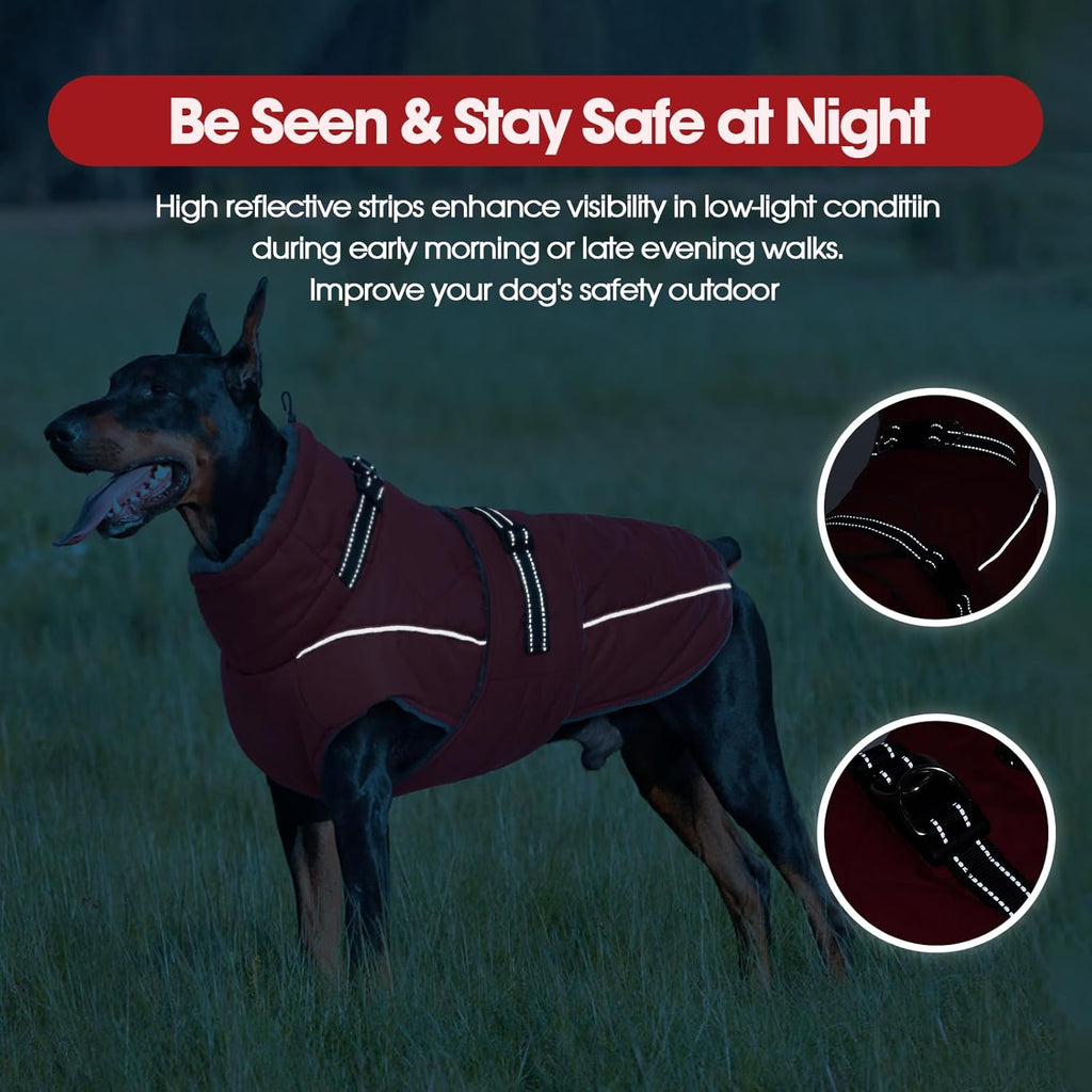 QBLEEV waterproof puppy vest displaying the thick inner thermal fleece lining texture.