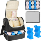 Jaffzora wearable breast pump bag front view in black nylon material