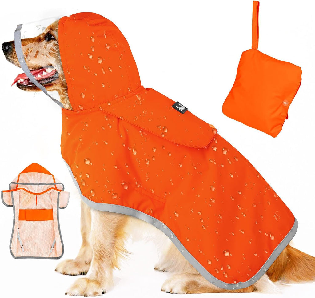 SlowTon Dog Raincoat, Adjustable Dog Rain Jacket Clear Hooded Double Layer, Waterproof Poncho with Reflective Strip Straps and Storage Pocket for Small Medium Large Dogs Puppies(DK XL) - Image 13