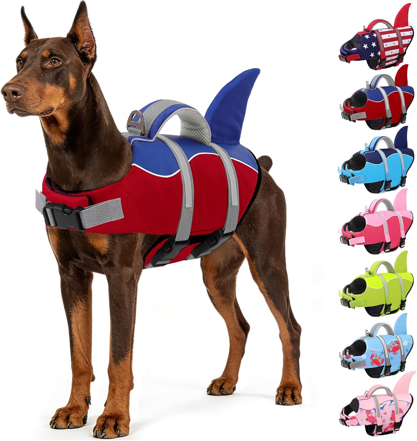 AOFITEE Dog Life Jacket, Dog Life Vest for Swimming, Shark Dogs Swimming Vest with Rescue Handle and Reflective Stripe, Ripstop Pet Float Coat Swimsuit Lifesaver Small Medium Large Dogs Pink XL - Image 12