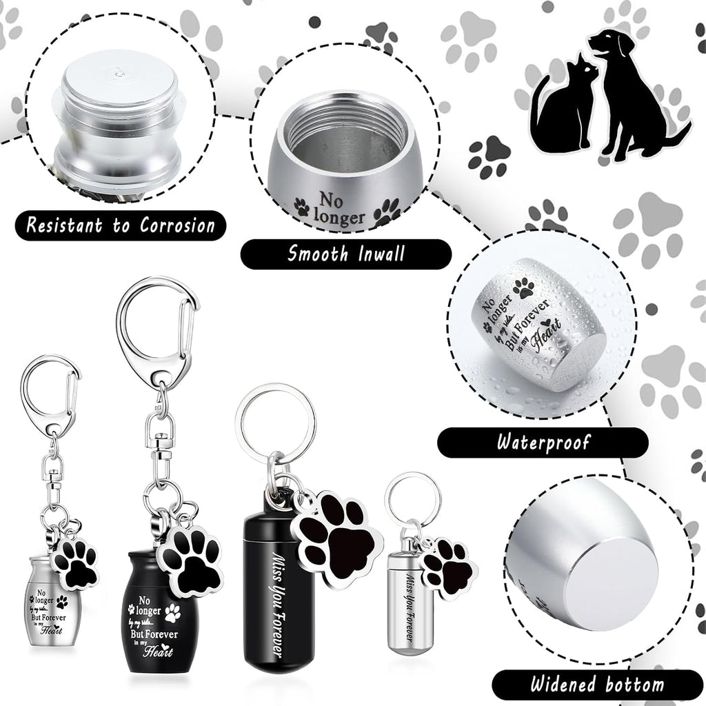 Stainless steel pet urn cylinder with paw print design