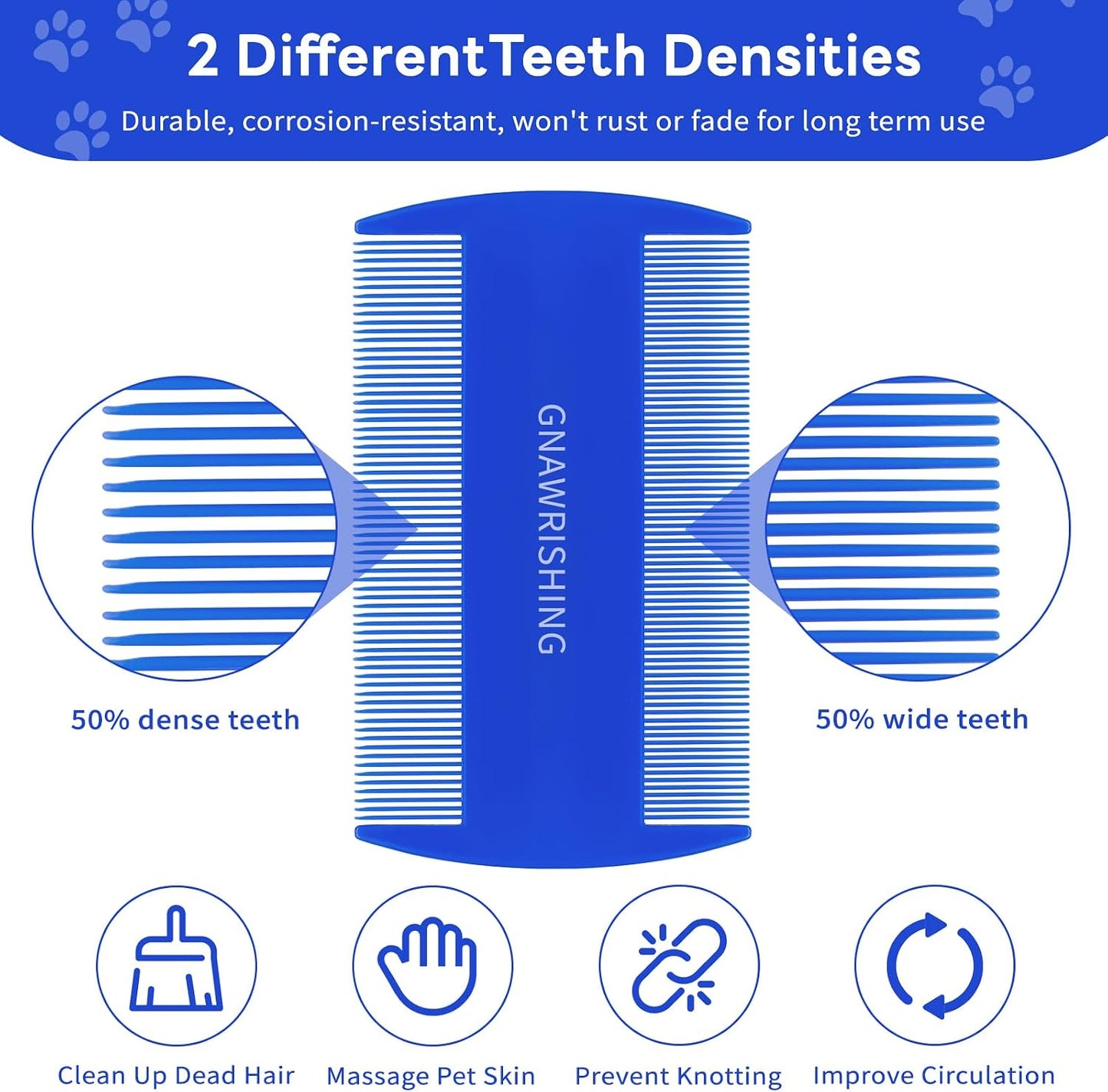 Rust proof metal teeth of pet flea comb set