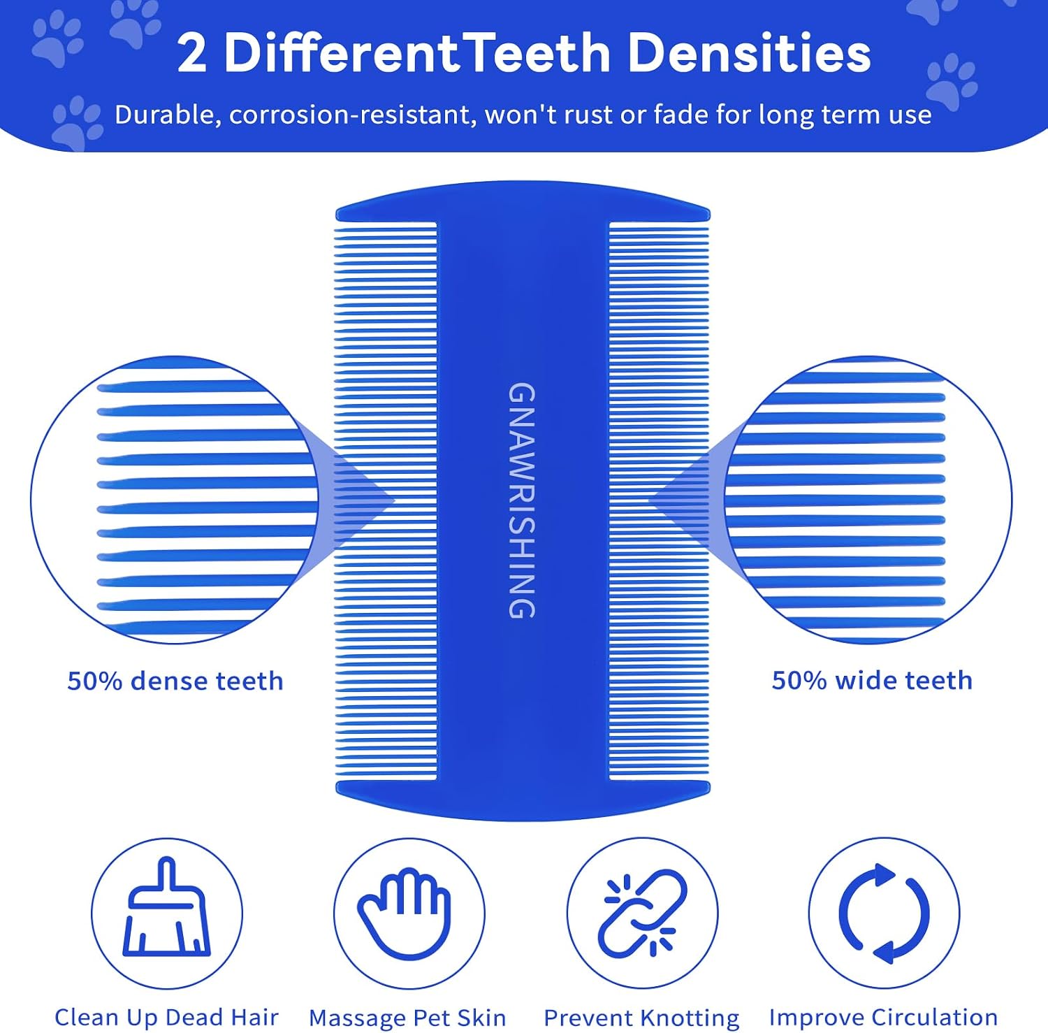 Rust proof metal teeth of pet flea comb set