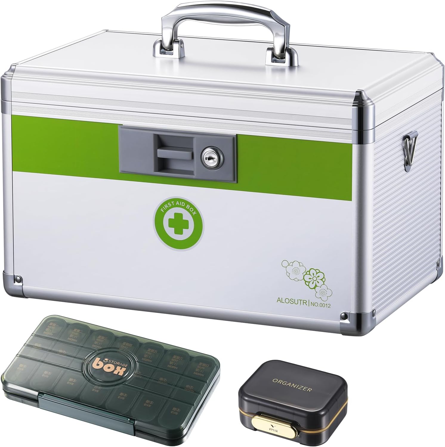 ALOSUTR Medication Lock Box front view secure keyed storage