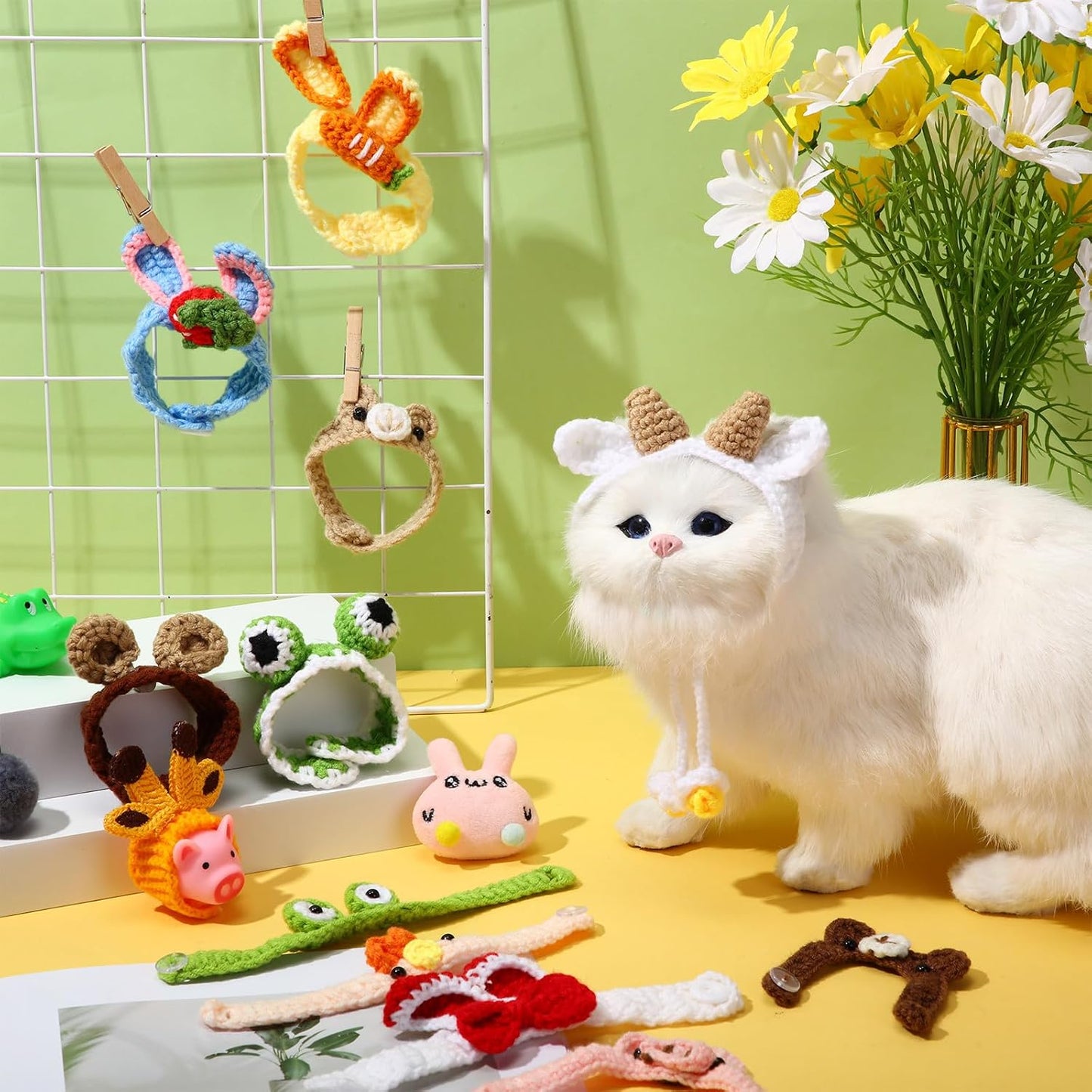 Assorted pack of twelve MiniInflat cartoon pet headwear pieces ideal for small animal photography props.