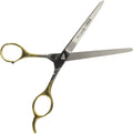 Millers Forge Feather Light Blunt Tip Curved Shears front view professional pet grooming scissors