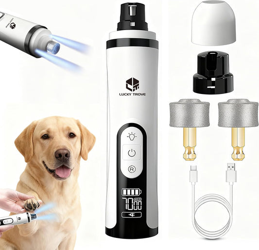 Lucky Trove Silent Groom Pro Nail Grinder front view with LED light