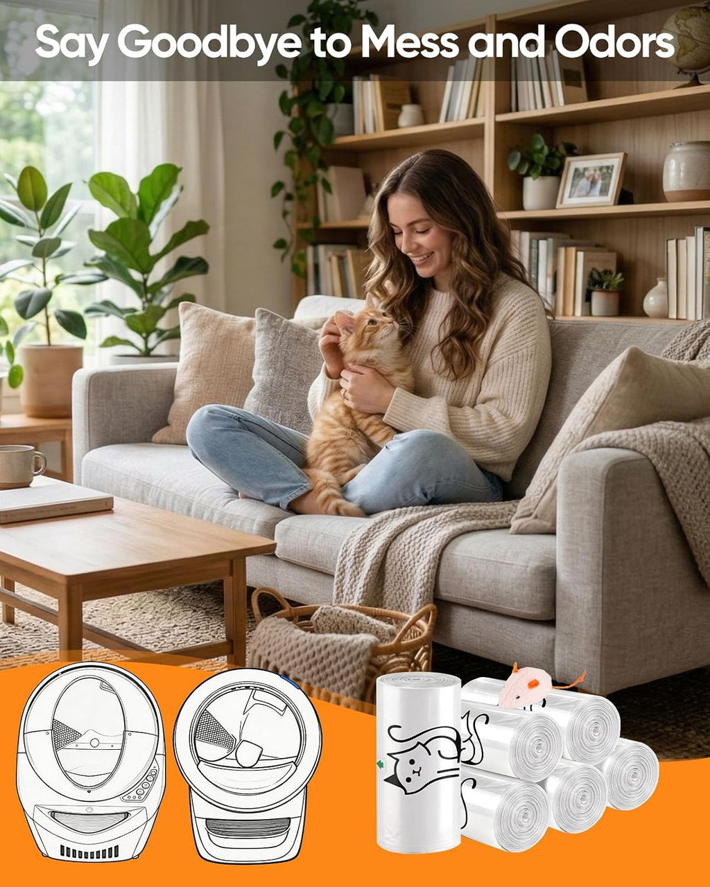 180 Pack Cat Litter Box Robot 5/4/3 Waste Bags,Transparent, Self Cleaning Litter Box Liners Bags for Most Automatic Cat Litter BoxesPre-Separated, Heavy Duty, 9-11 Gallon Capacity - Image 9