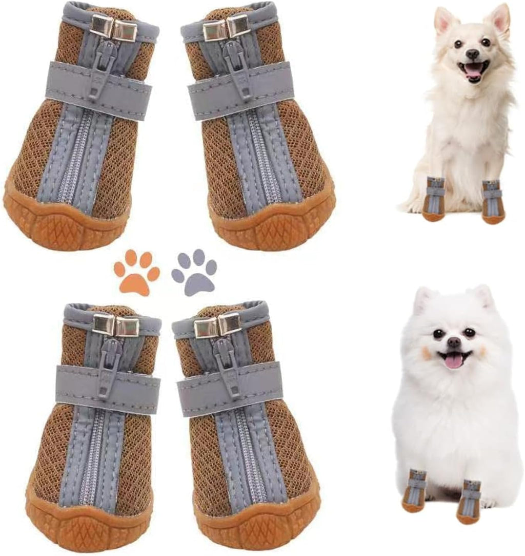 Dog Shoes for Small Dogs, Puppy Dog Boots & Paw Protector for Winter Snow Day, Summer Hot Pavement, Waterproof in Rain Weather, Ourdoor Hiking, Indoor Hardfloors with Anti Slip Sole 4PCS - Image 9