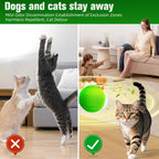 Natural pet repellent ball placed near indoor sofa legs to prevent scratching