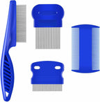 Close up of fine tooth stainless steel pet lice removal comb.