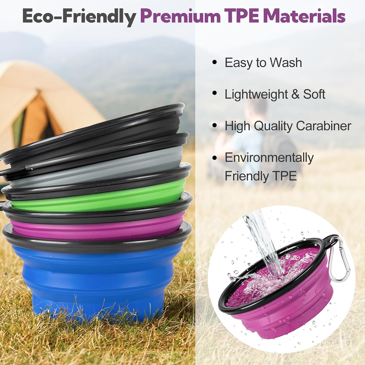 Hoscape leakproof pet travel dish holding fresh water for outdoor walk