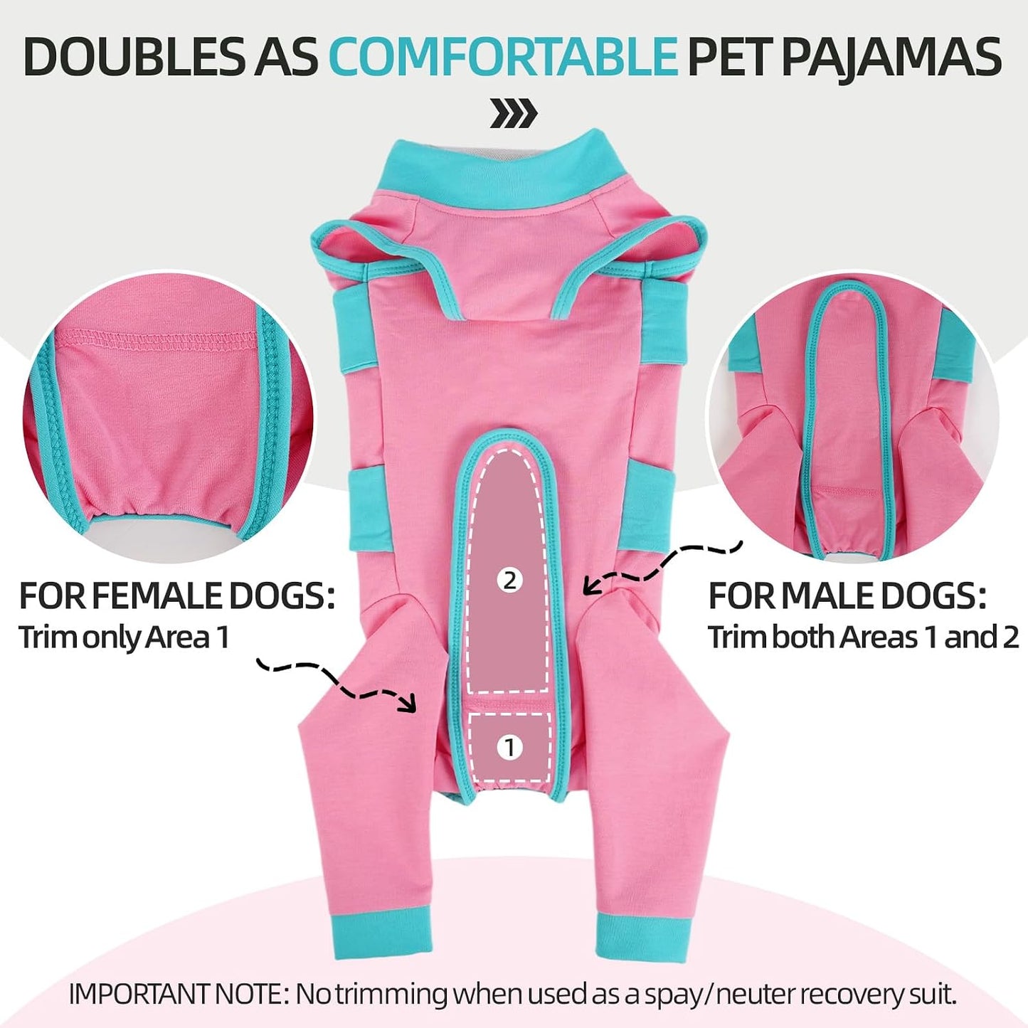 Lelepet recovery suit showing rear leg coverage