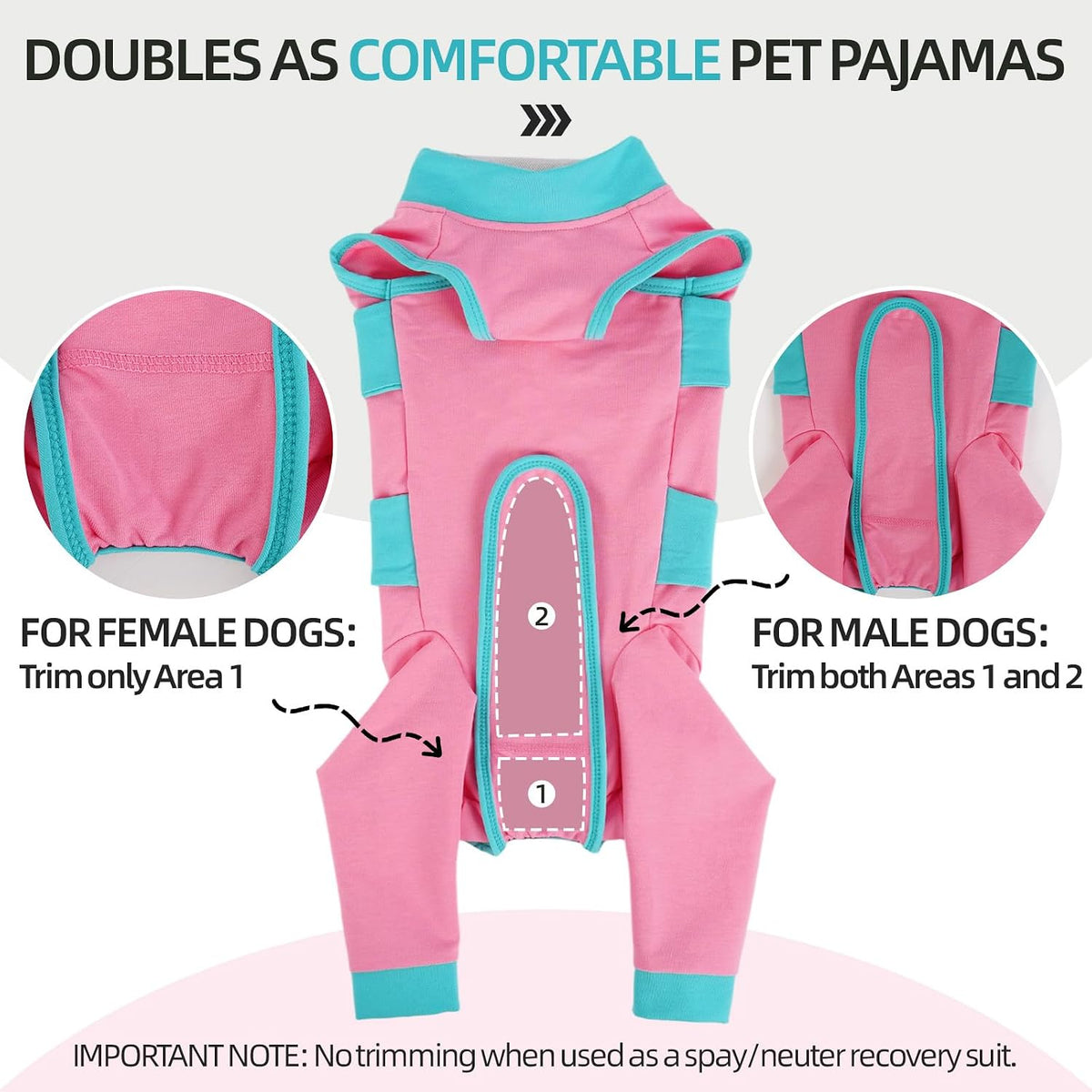 Lelepet recovery suit showing rear leg coverage
