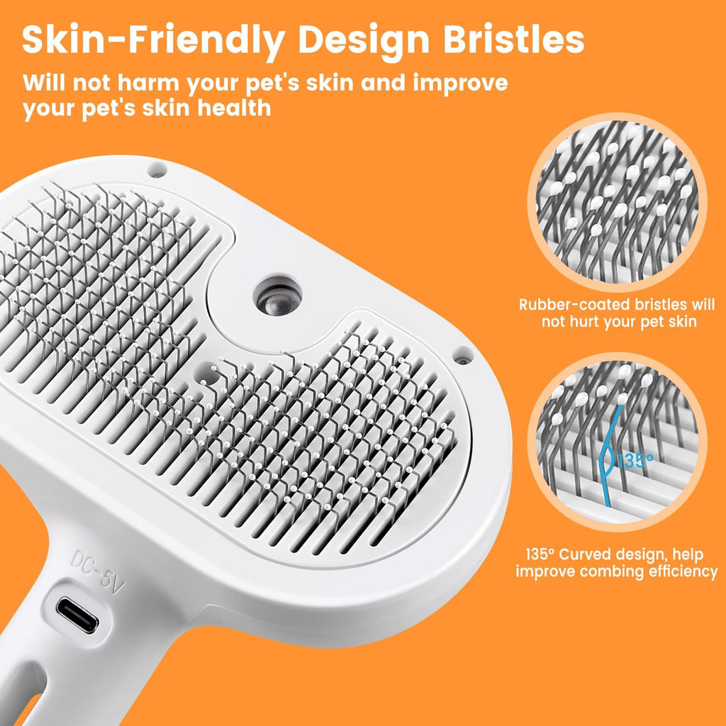 FourSeas steamy pet brush showing how to fill the integrated water reservoir tank