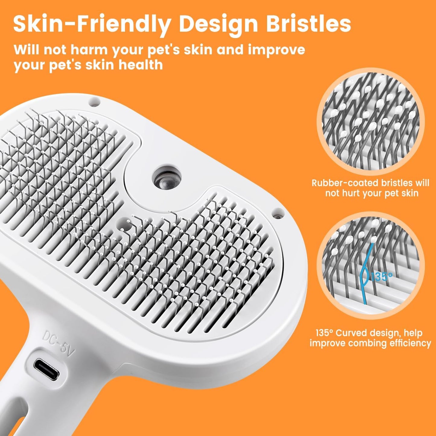 FourSeas steamy pet brush showing how to fill the integrated water reservoir tank