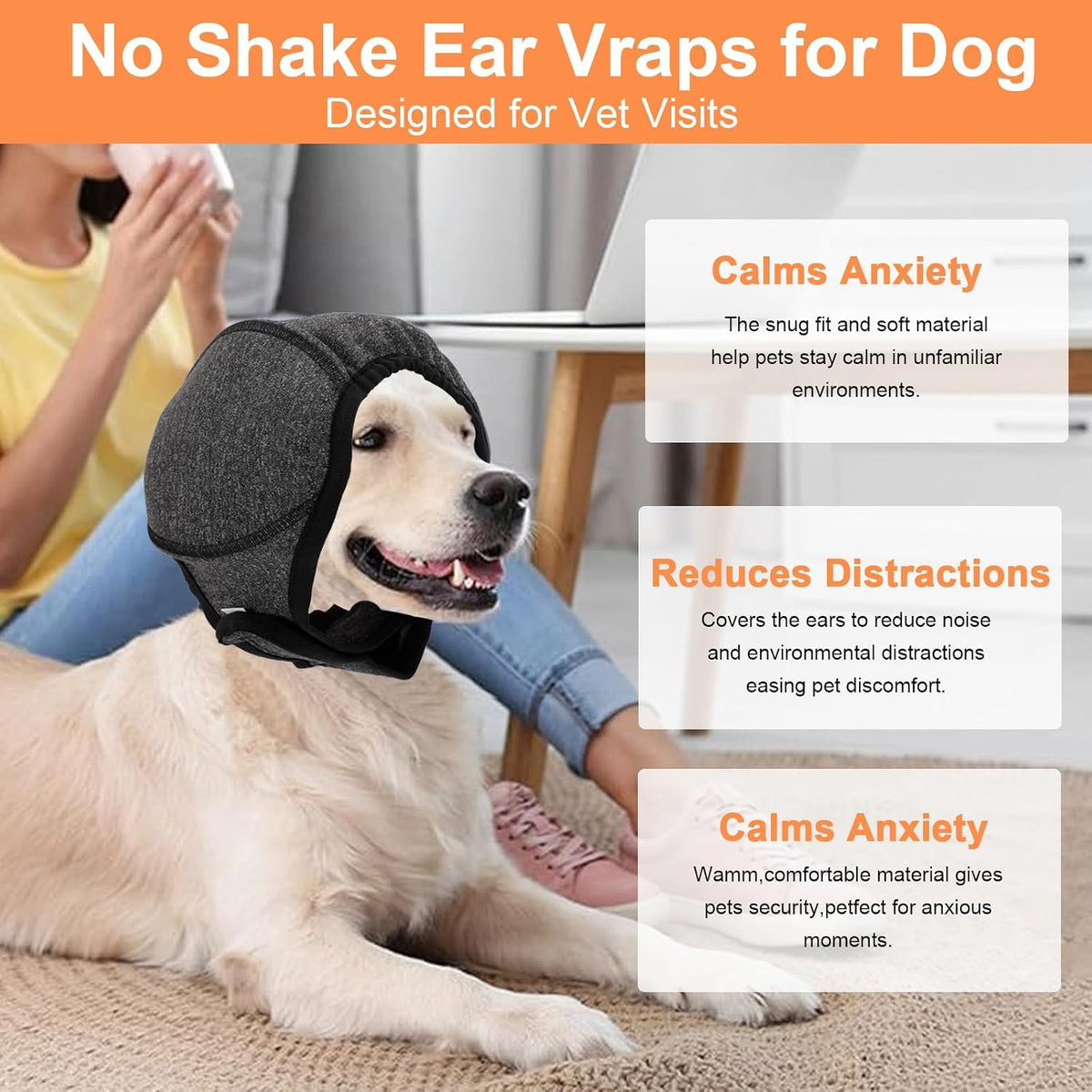 Noise canceling pet earmuff for fireworks and thunderstorm protection