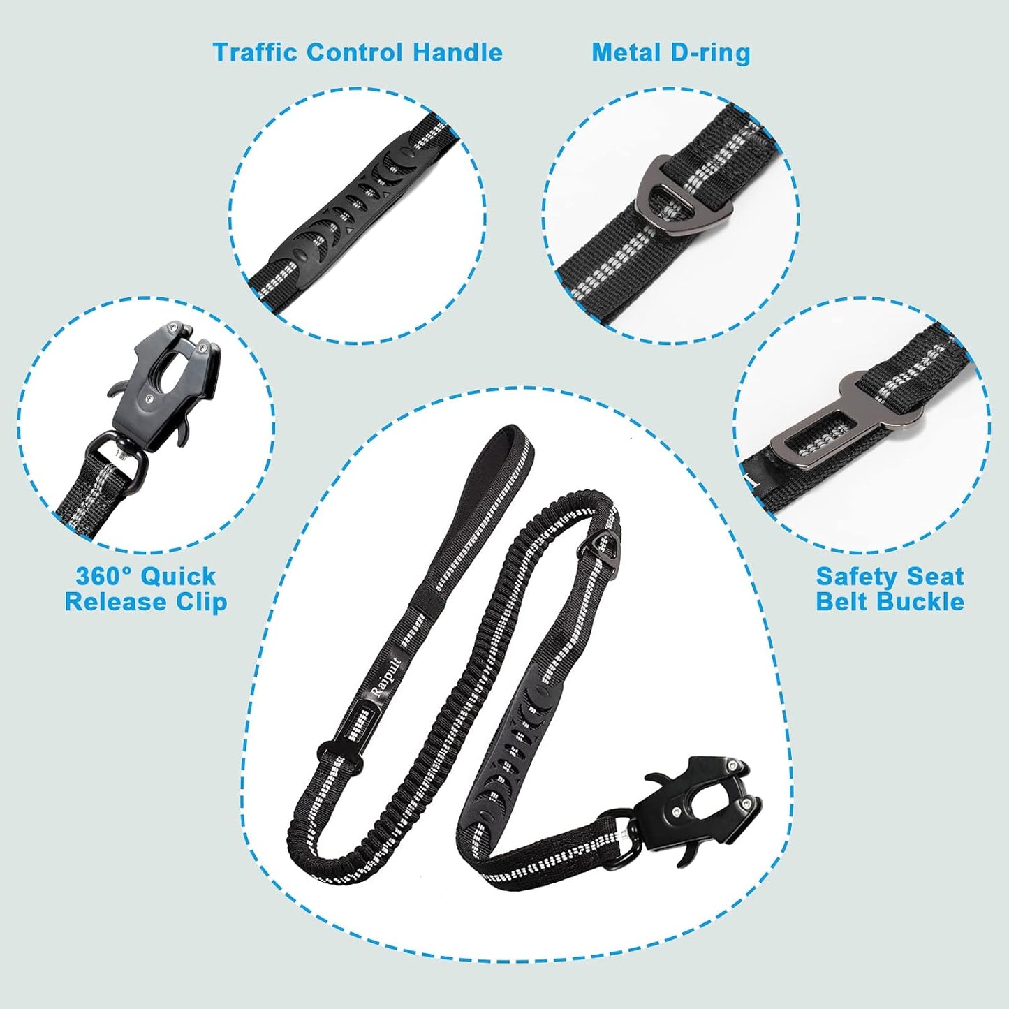 Aviation aluminum quick release frog clip on Raipult dog leash