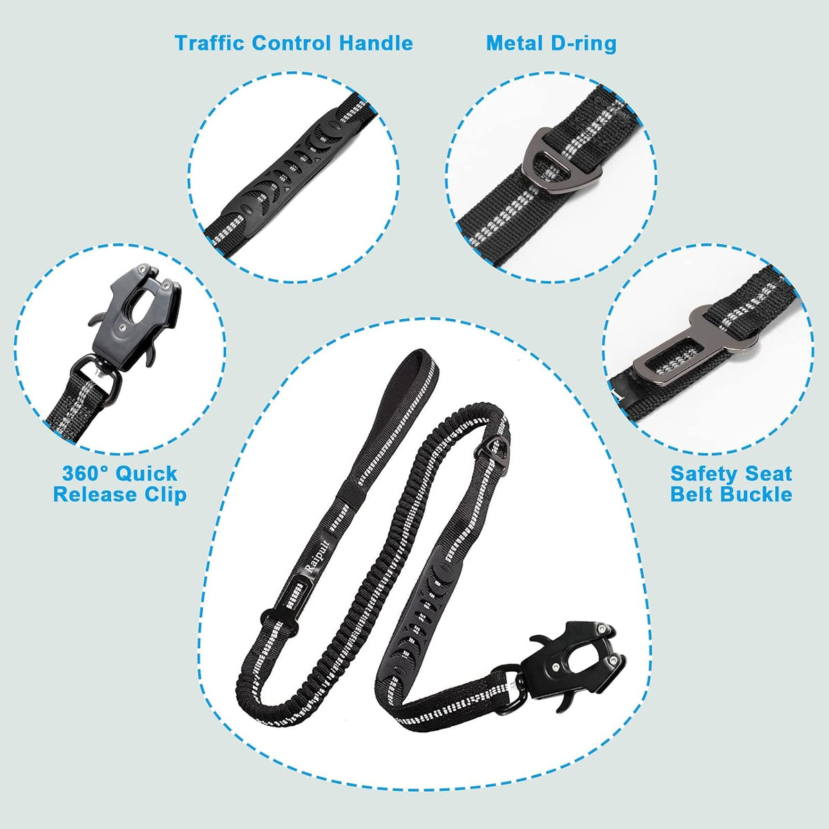 Aviation aluminum quick release frog clip on Raipult dog leash