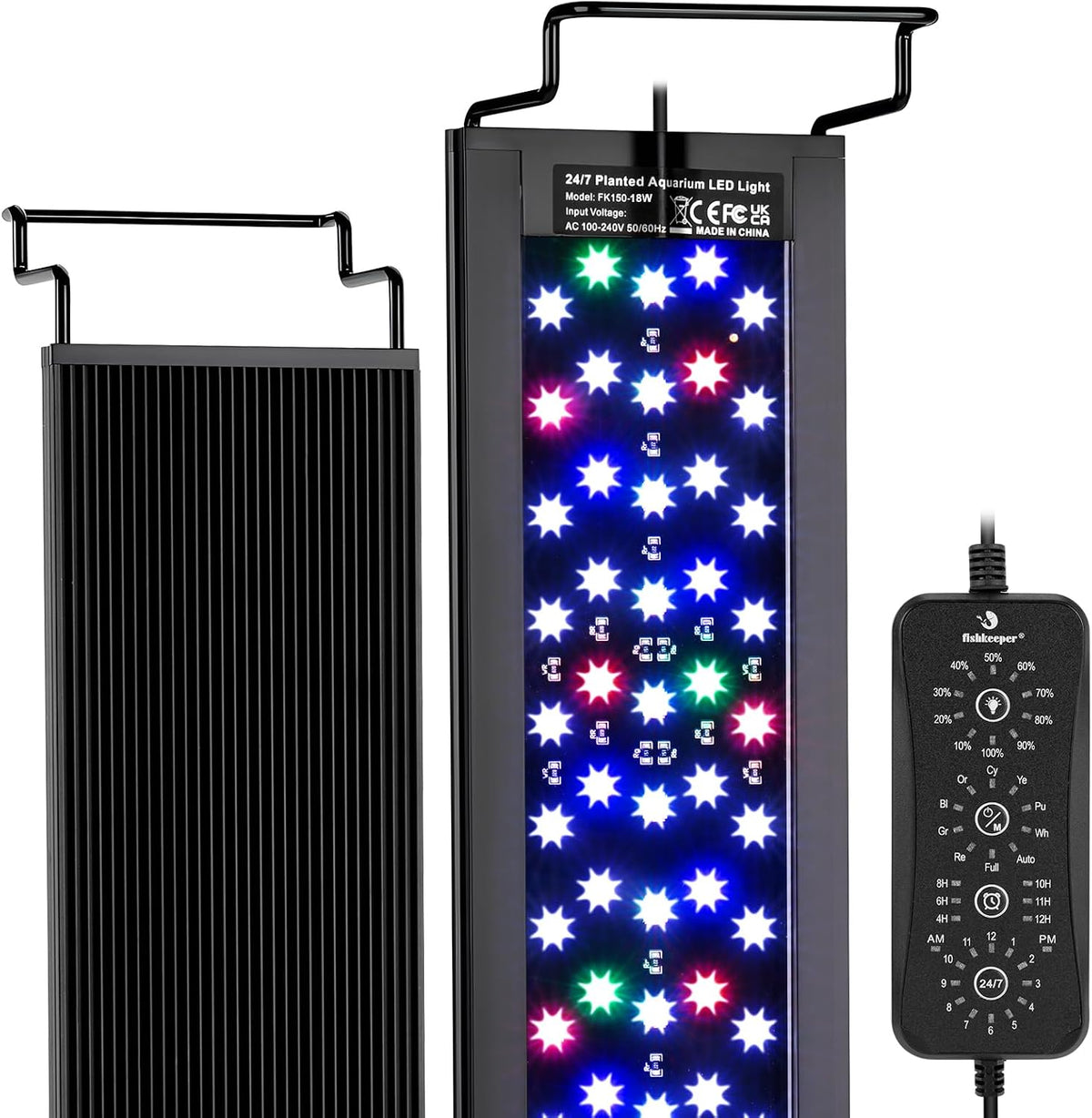 Fishkeeper LED aquarium light full spectrum planted fish tank fixture front view