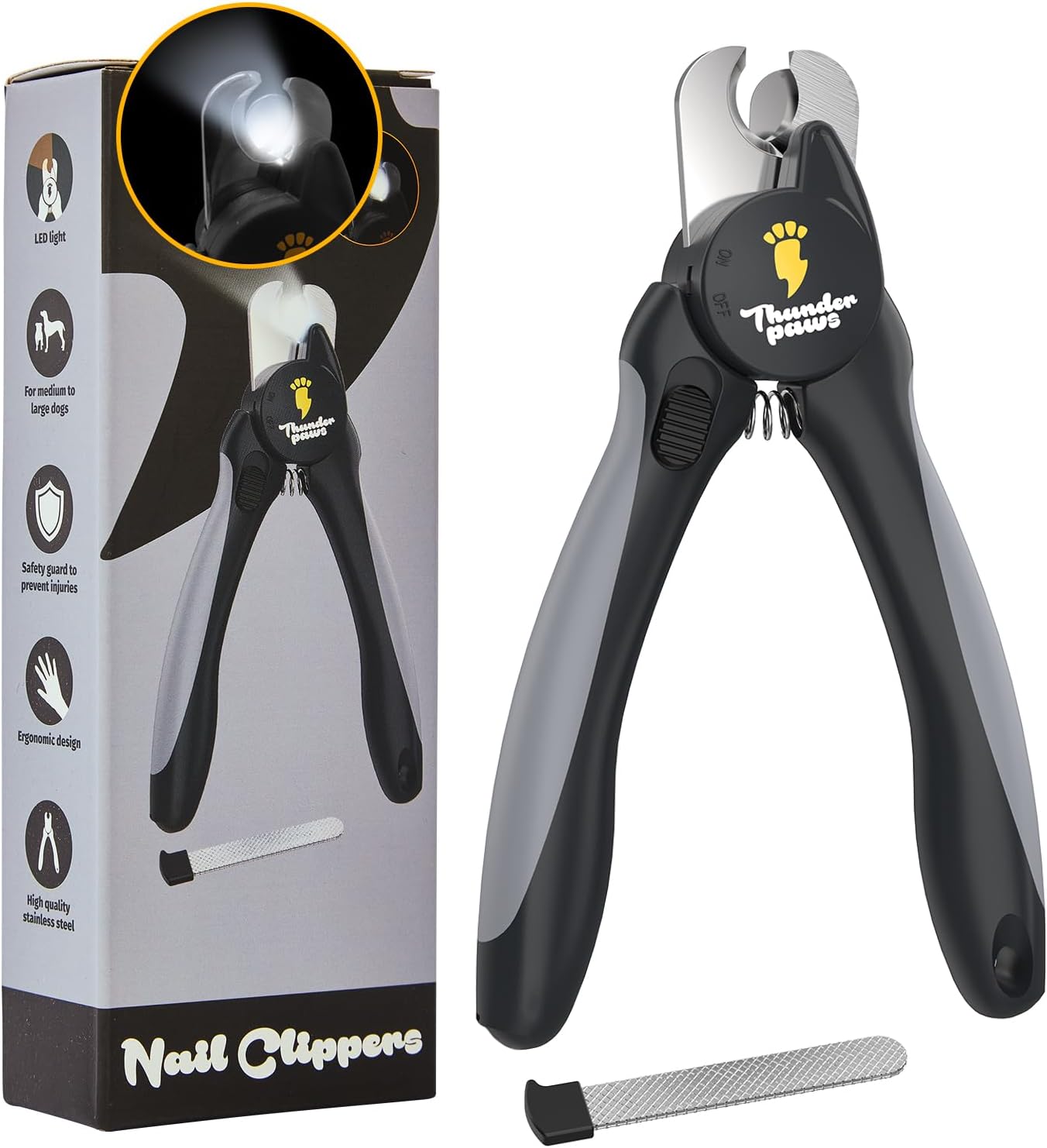 LED Dog Nail Clippers with Light, Trimmers with Protective Guard, Quick Sensor, Safety Lock and Nail File - Suitable for Large and Small Dogs & Cats (Yellow, LED) - Image 14