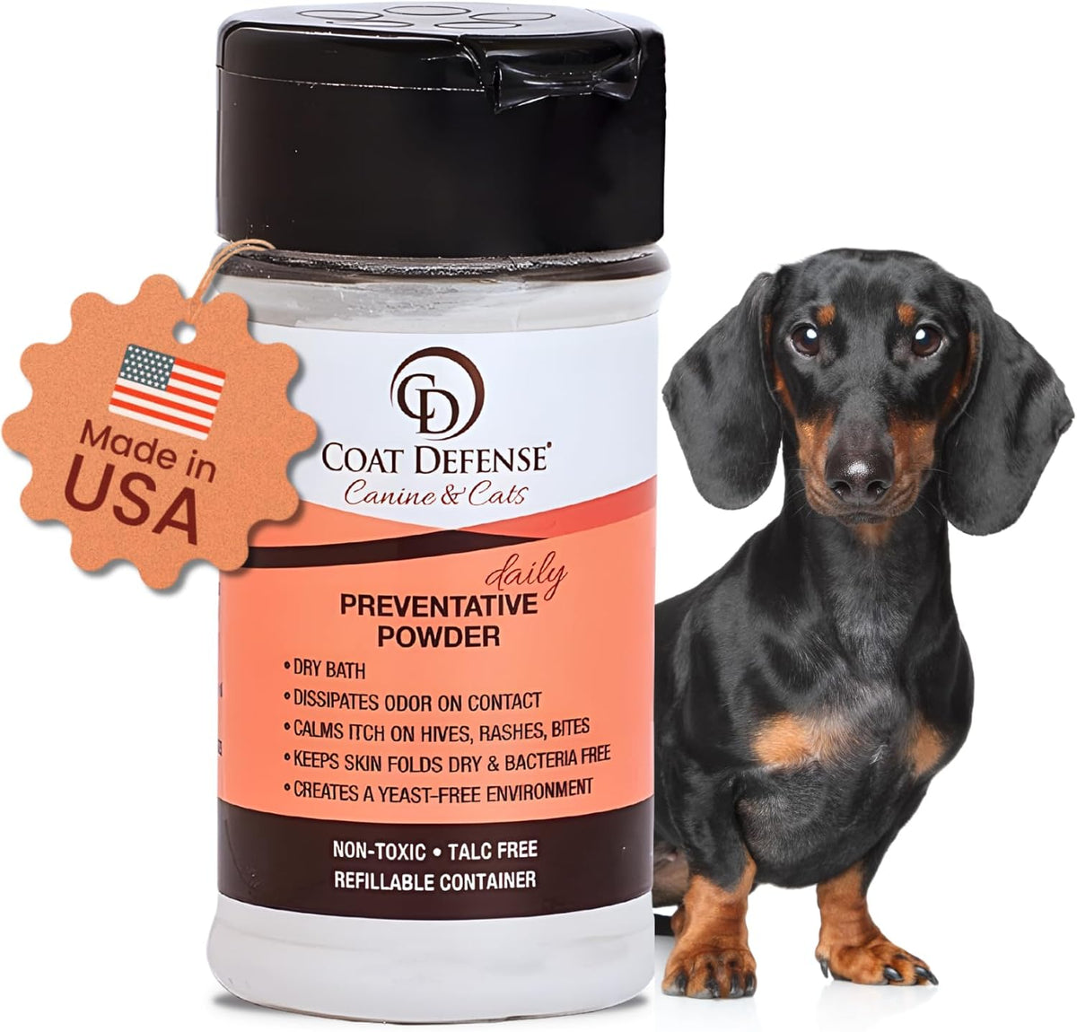Coat Defense powder for dogs and cats lifestyle shot