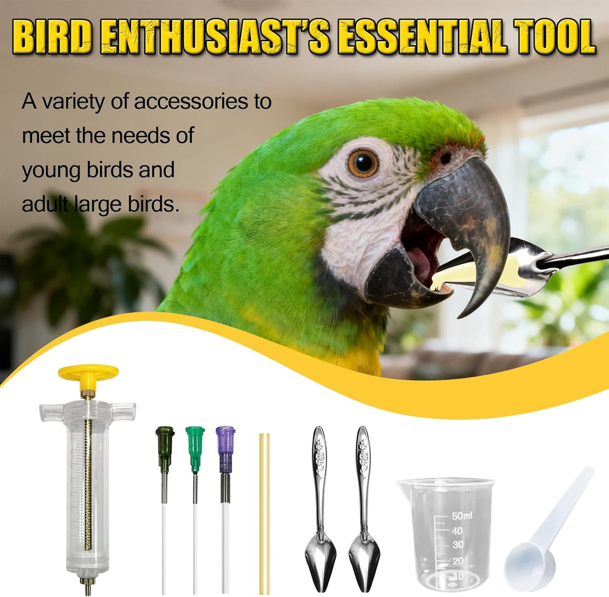 Baby Bird Feeding Syringe Set, Small Pet Parrot Feeder Hand Feeding Tubes Kit, Parrot Feeder Tubes Measuring Tools, for Baby Birds Small Pet - Image 5