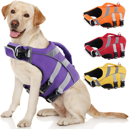 Kuoser Dog Life Jacket with Reflective Stripes, Dog Life Vest for Swimming Boating, Adjustable Pet Lifejackets with High Flotation, Doggie Swimsuit for Small Medium Large Dogs - Image 9